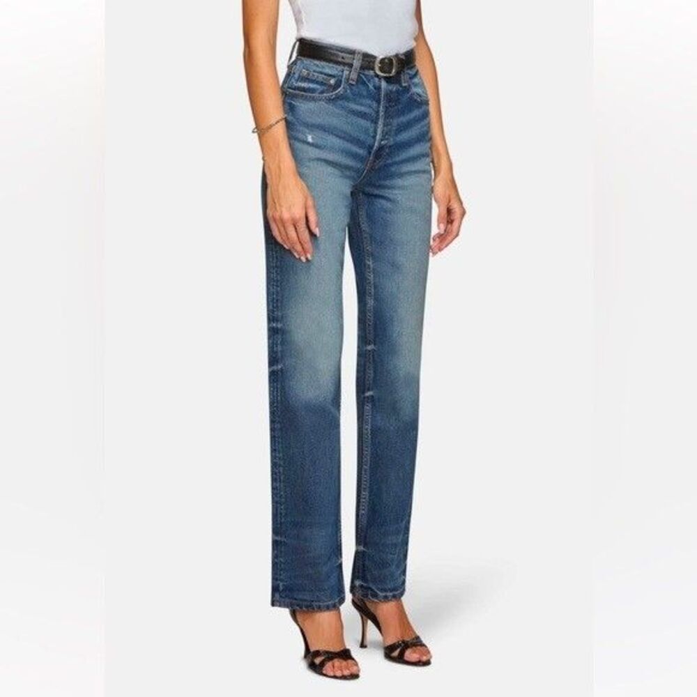 EB Denim women High Rise Straight Jeans size 23 Tommy Wash Button Fly 32" inseam - Picture 4 of 10